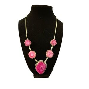 Beautiful Pink Solar Quartz Necklace with gold chain